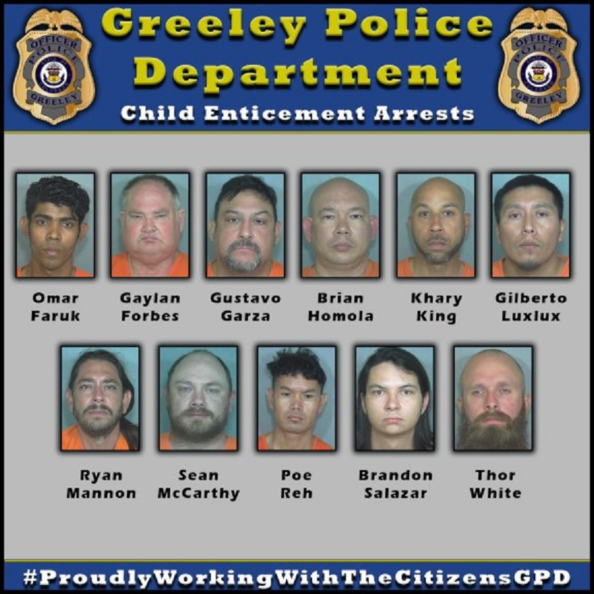 Arrestan a 11 hombres en Greeley