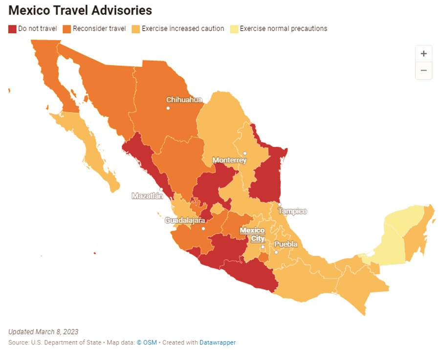 Advierten no viajar a lagunas partes de México