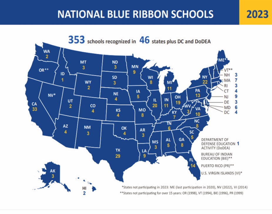4 escuelas reconocidas en nacionales Blue Ribbon